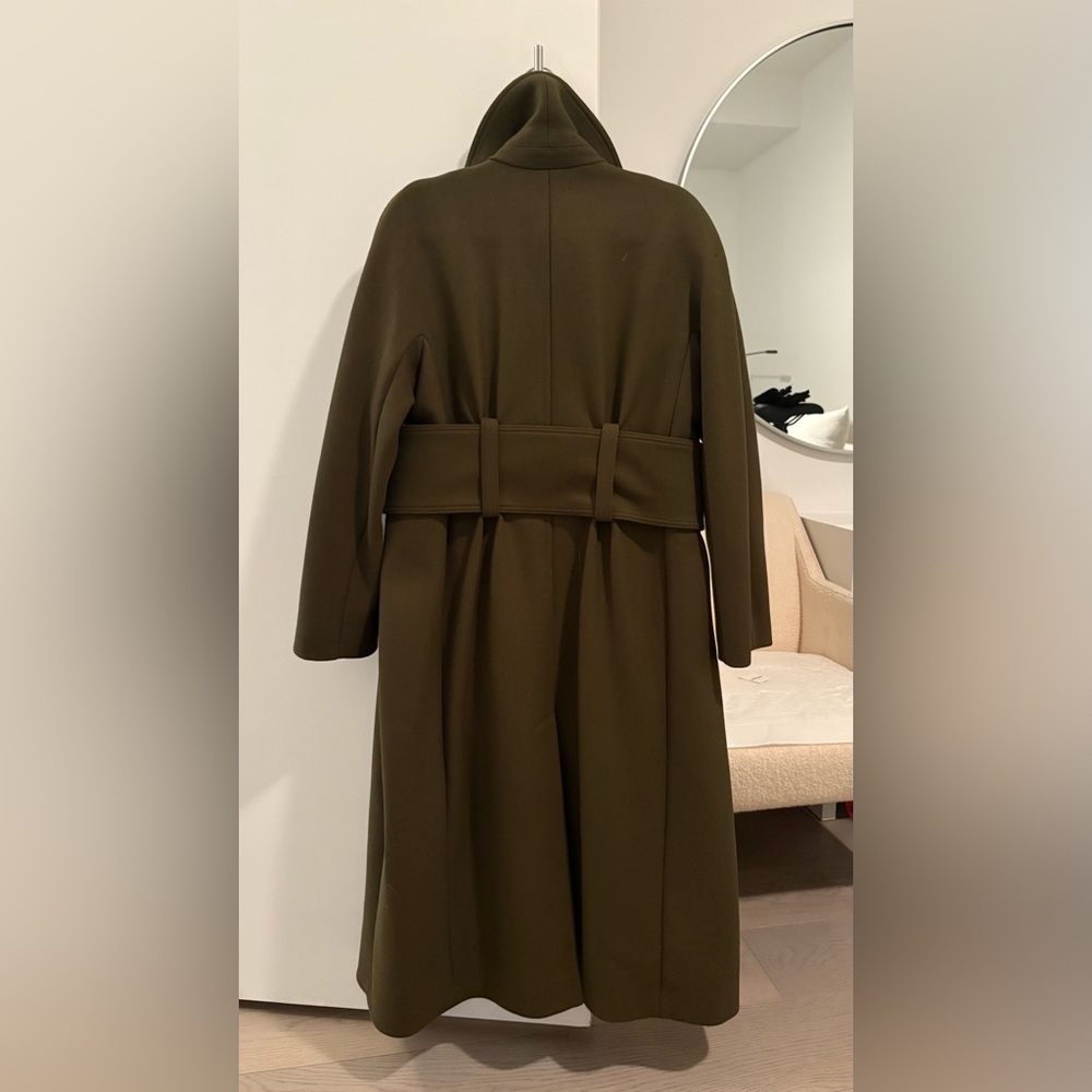 Olive Green Belted wool long coat H&M Studio - Picture 6 of 8